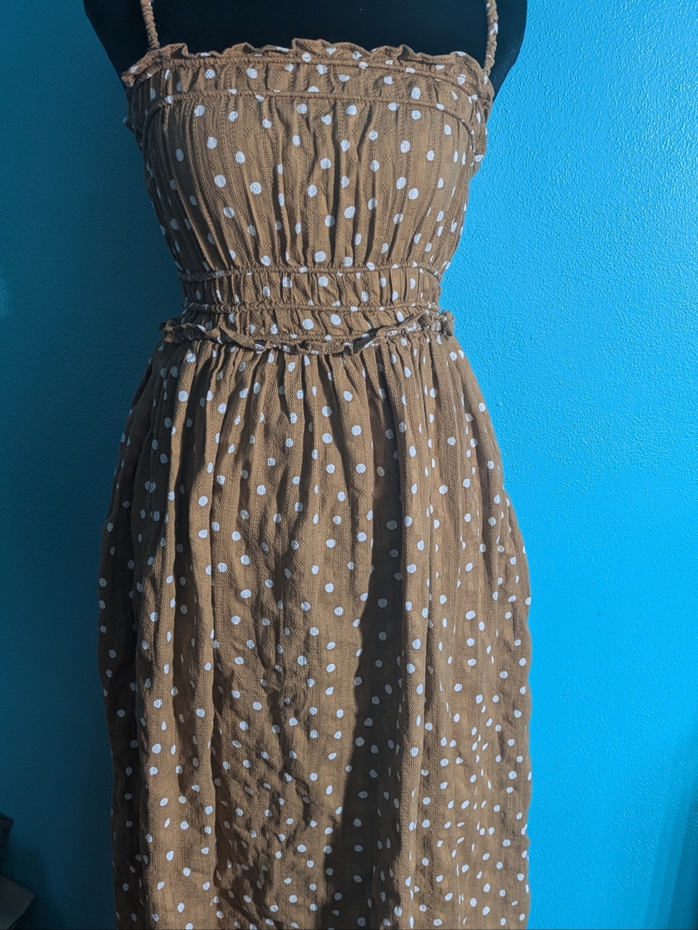 Maurices Polka Ruffled Cotton Dot Smocked‎ Midi Sun Dress
